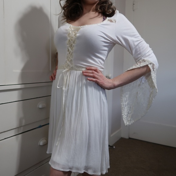 Disney Maleficient Aurora Tie Up Bell Sleeve Dress - Picture 2 of 8